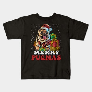 Merry Pugmas Cute Christmas Pug With Gifts Kids T-Shirt